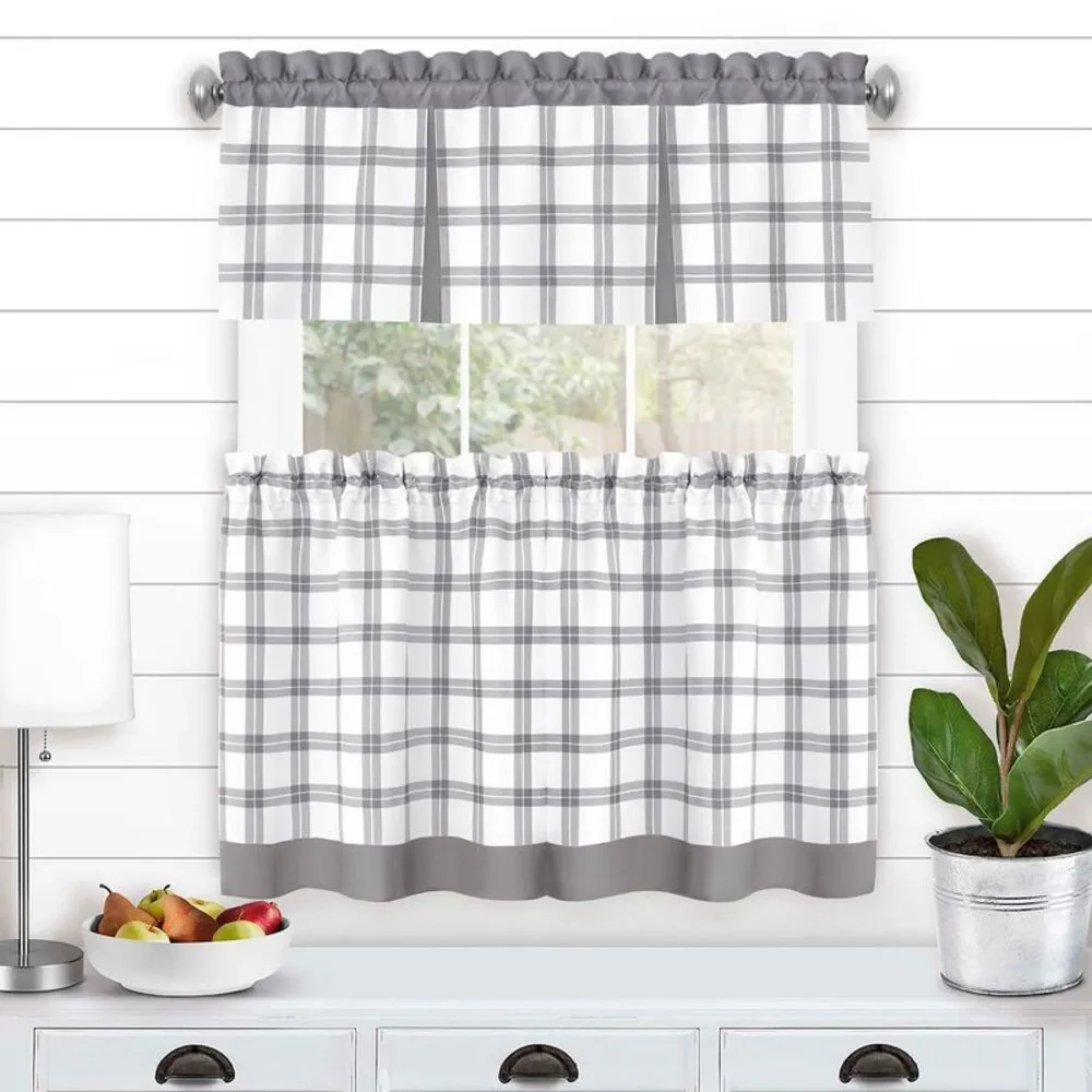 Achim Home Furnishing: Tate Windowpane Plaid Printed Tier & Valance Window